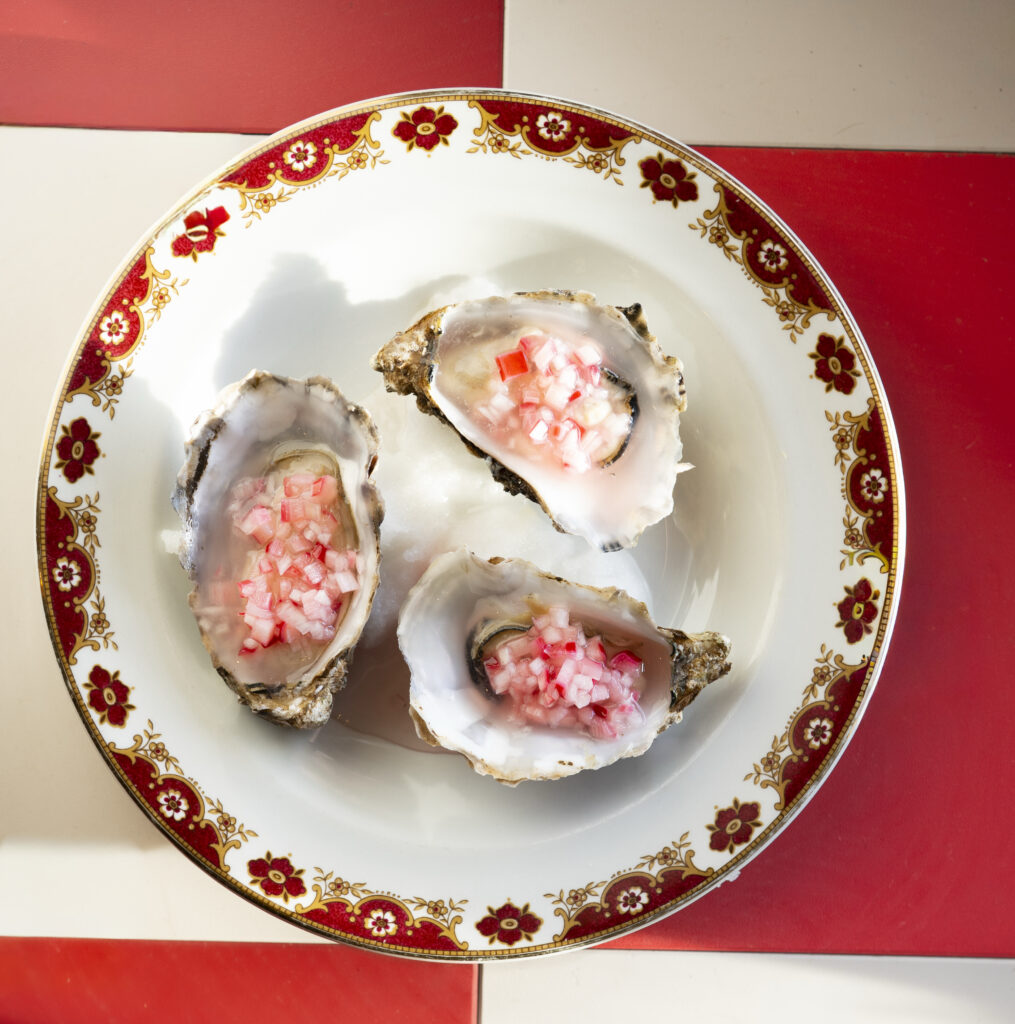 Oysters, Shallot & Rhubarb